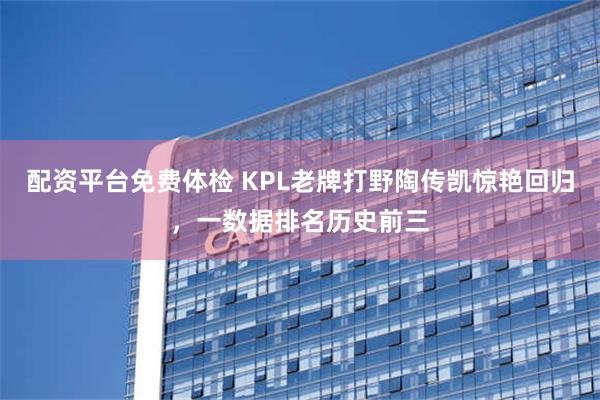 配资平台免费体检 KPL老牌打野陶传凯惊艳回归，一数据排名历史前三