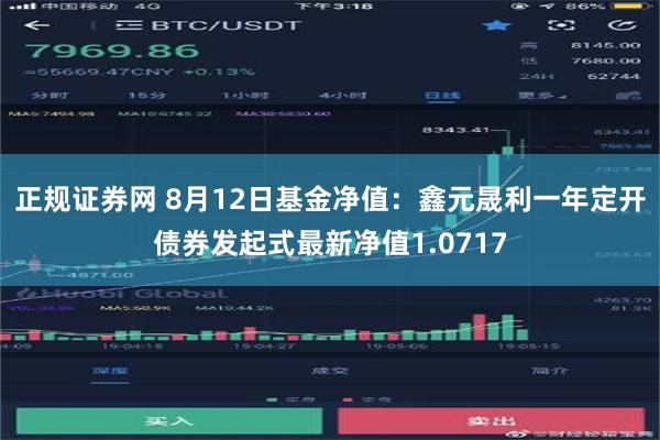 正规证券网 8月12日基金净值：鑫元晟利一年定开债券发起式最新净值1.0717